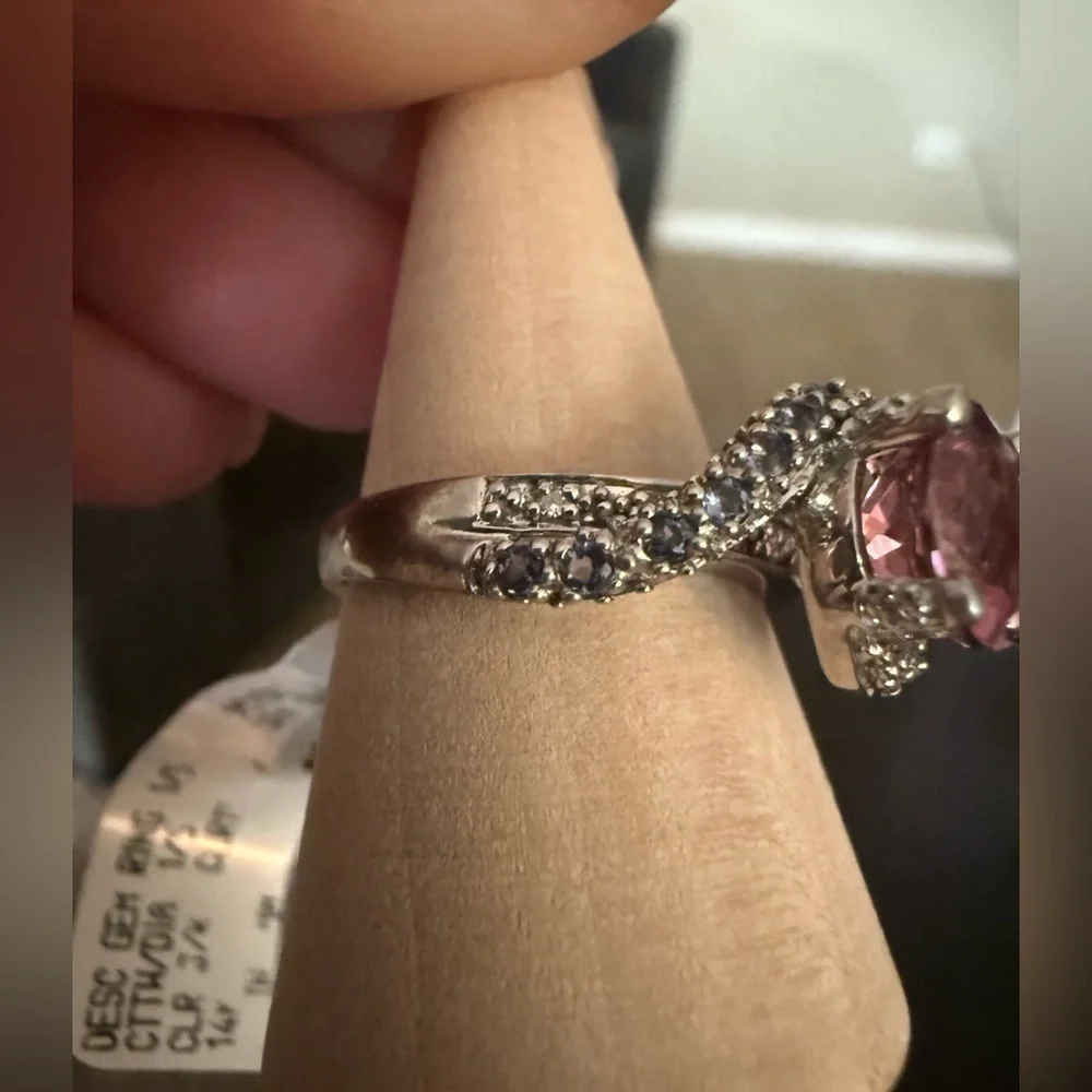 Vintage Ruby Sapphire and diamond ring 14k white gold sz 8